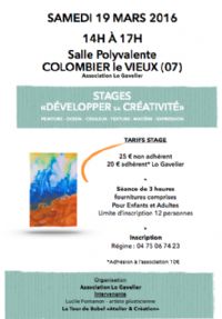 Développer sa Créativité - Peinture. Le samedi 19 mars 2016 à COLOMBIER LE VIEUX (07). Ardeche.  14H00